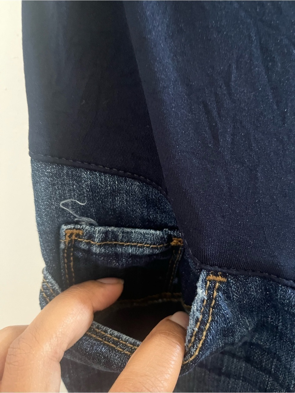 Motherhood Dark Blue Denim Maternity Bermuda Shorts with Black Waistband - Picture 4 of 4
